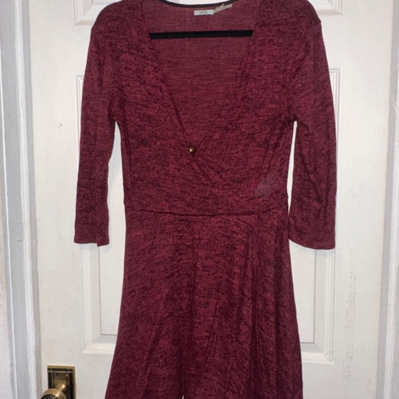 URBAN OUTFITTERS Kimchi Red Ballet Faux Wrap Knit Mini Dress Size L - Picture 3 of 6